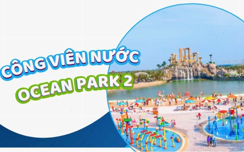 Bãi biển nhân tạo tại VinWonders Wave Park Ocean Park 2 với sóng biển lăn tăn
