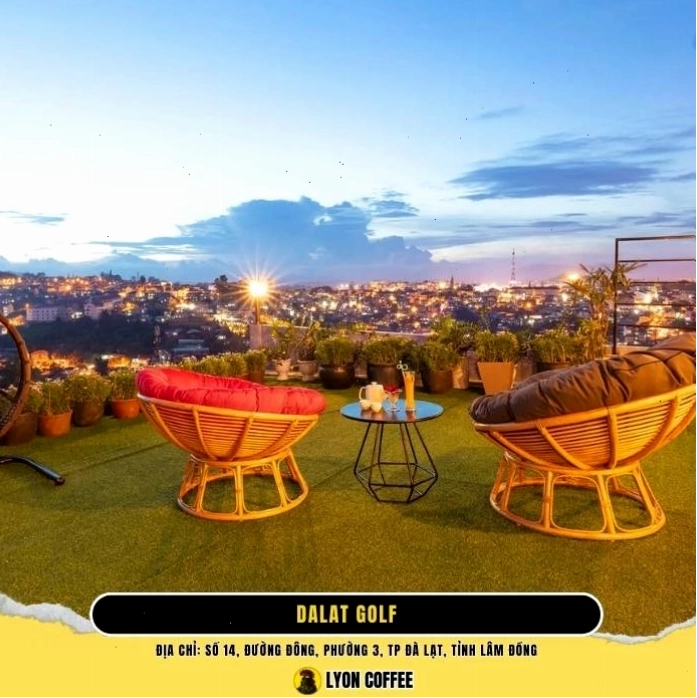 Bàn ăn được bày trí tinh tế tại một quán cà phê ăn sáng view đẹp tại đà lạt