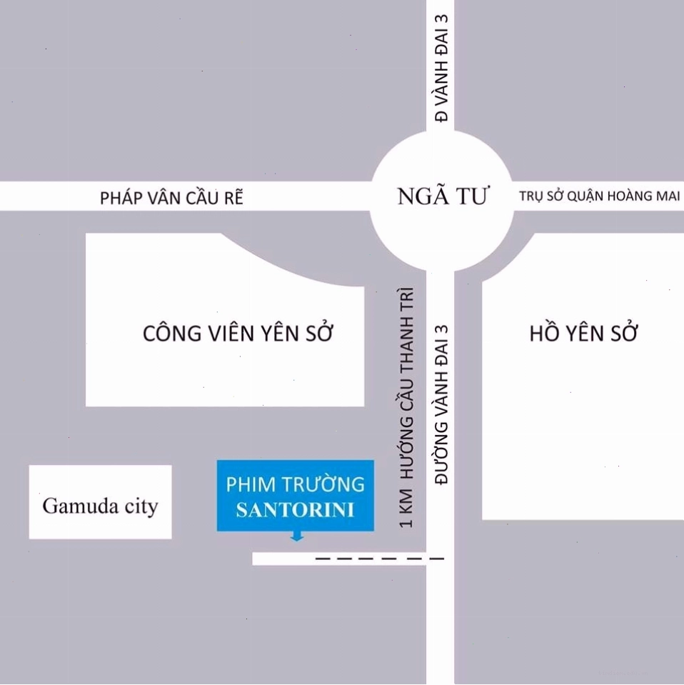 Bản đồ chỉ dẫn đến phim trường Santorini Park