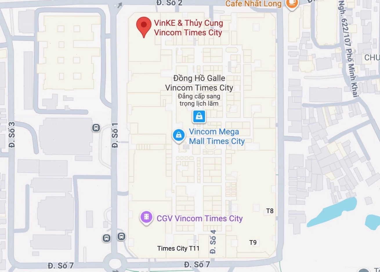 Bản đồ chỉ dẫn đến Thủy cung Times City Hà Nội