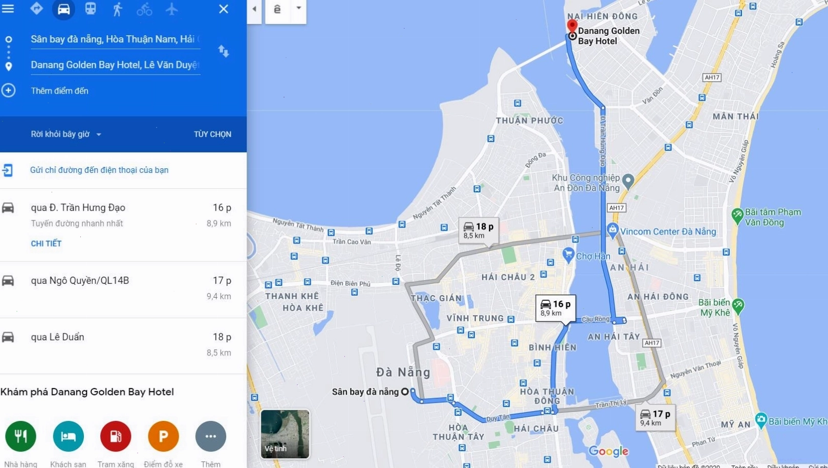 Bản đồ chỉ dẫn đường đi đến Khách sạn Golden Bay Đà Nẵng