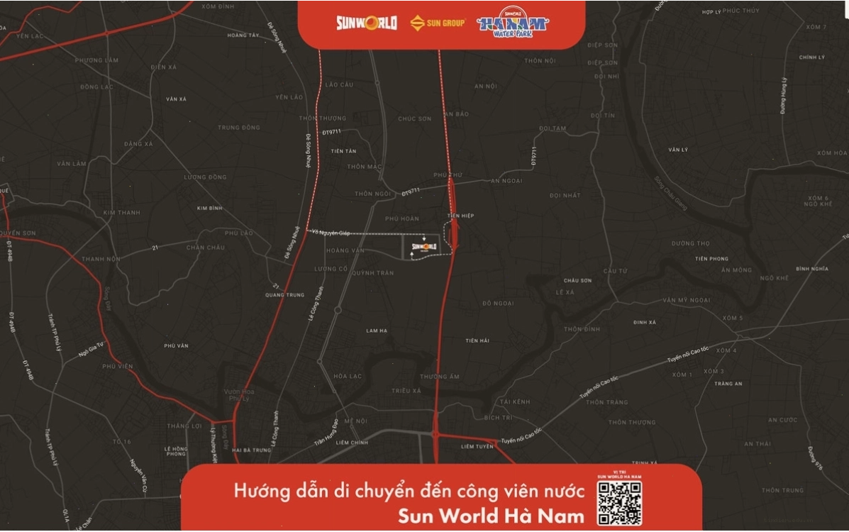 Bản đồ chỉ dẫn đường đi đến Sun World Hà Nam