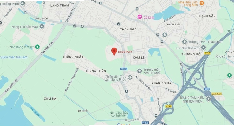 Bản đồ chỉ dẫn đường đi tới công viên hoa hồng Rose Park