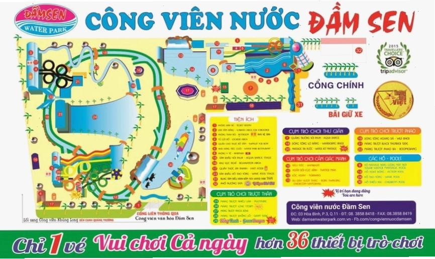 Bản đồ chi tiết Công viên Nước Đầm Sen