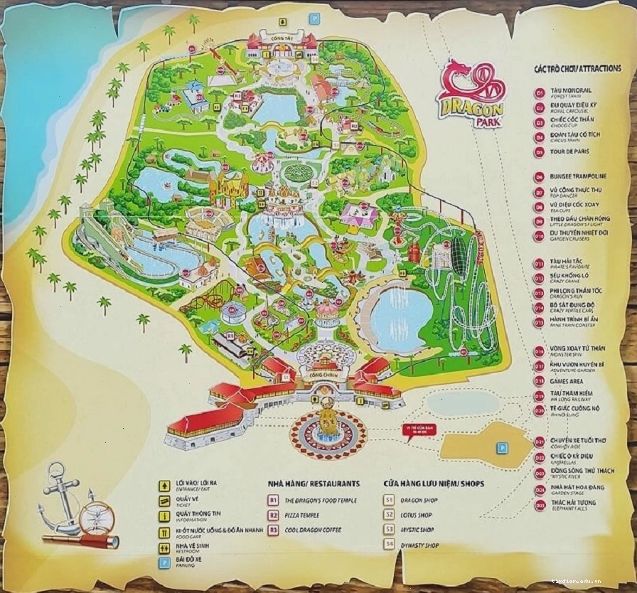 Bản đồ chi tiết Công viên Rồng (Dragon Park) tại Sun World Hạ Long