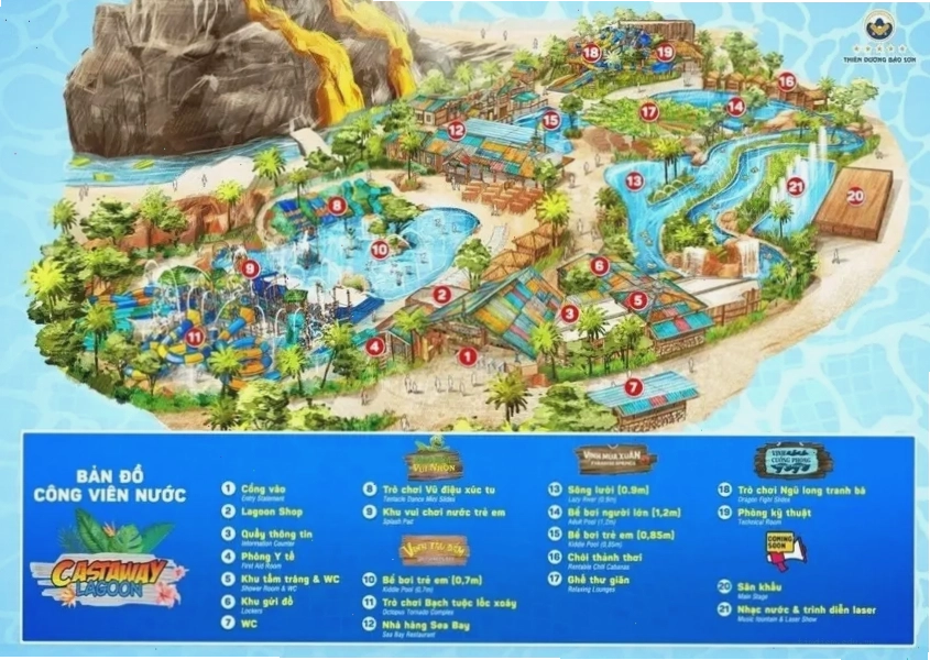 Bản đồ công viên nước Castaway Lagoon tại Thiên đường Bảo Sơn