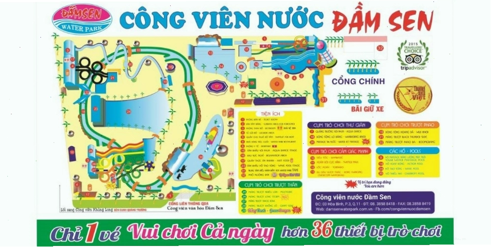 Bản đồ công viên nước Đầm Sen