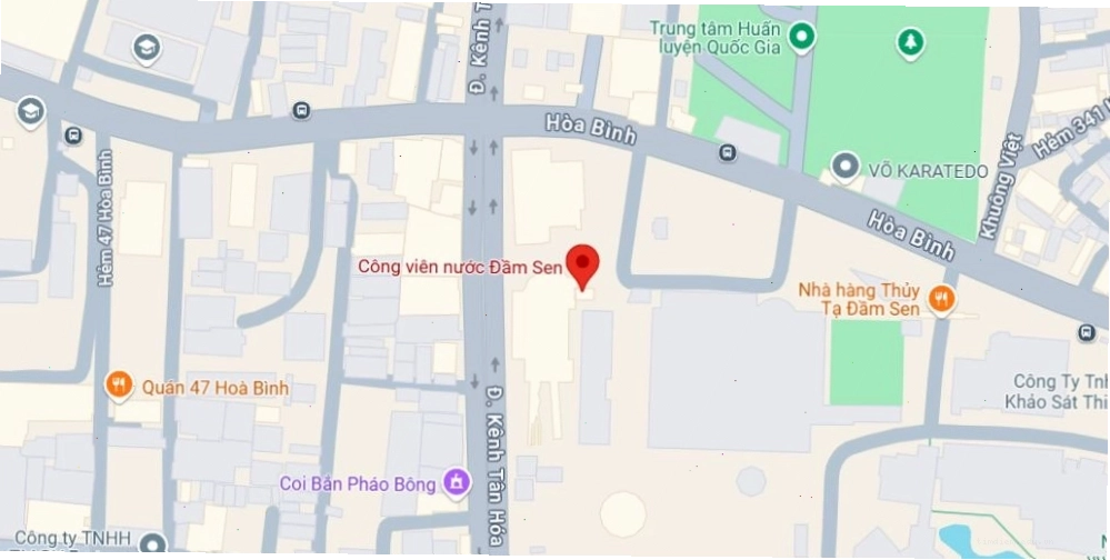 Bản đồ địa chỉ công viên nước Đầm Sen