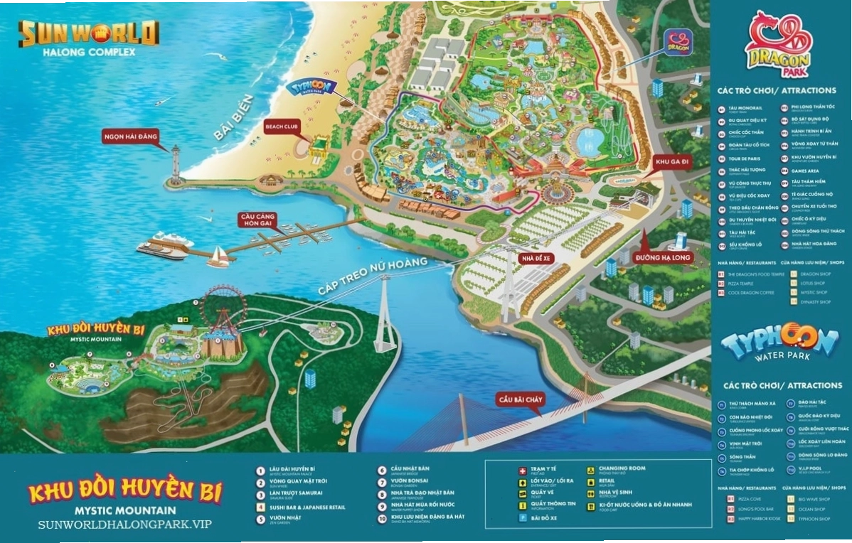 Bản đồ tổng quan Sun World Hạ Long Park, xác định vị trí Công viên Rồng