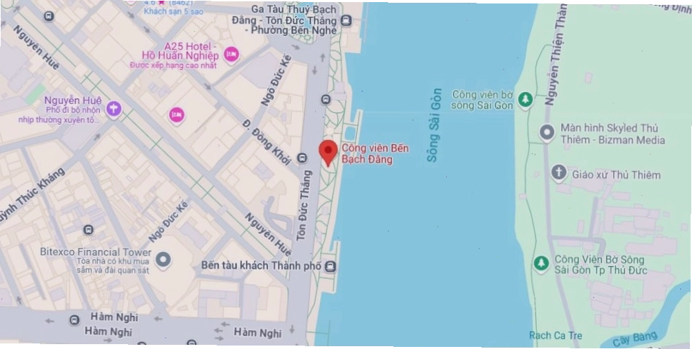 Bản đồ vị trí Công viên Bến Bạch Đằng Quận 1
