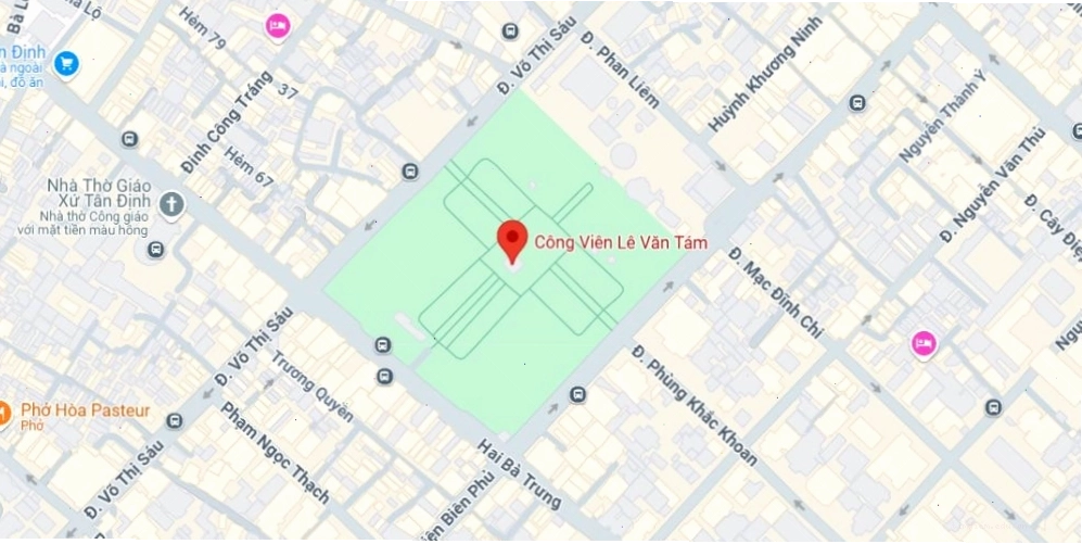 Bản đồ vị trí Công viên Lê Văn Tám Quận 1