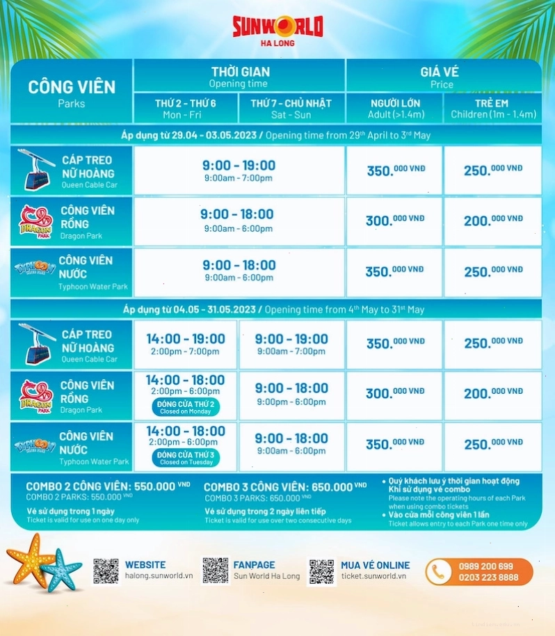 Bảng giá vé Công viên Rồng Hạ Long