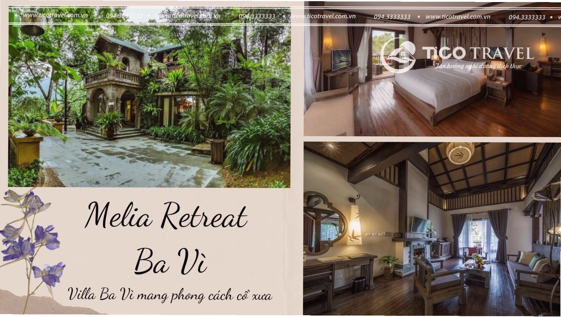 Bên trong phòng khách sang trọng của một villa Ba Vì