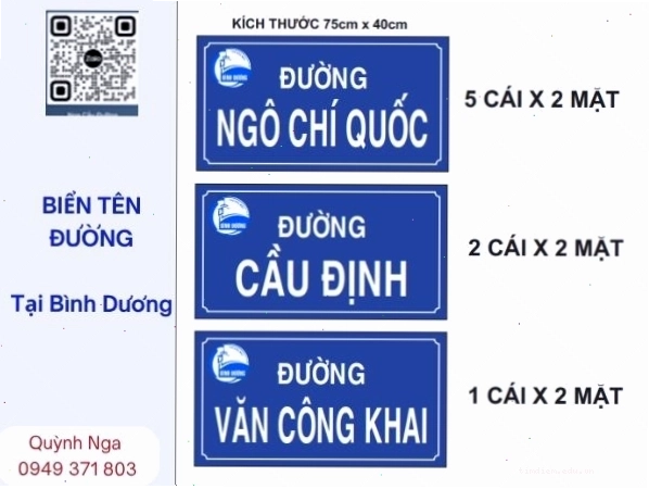 Biển báo tên đường có in logo tại Bình Dương