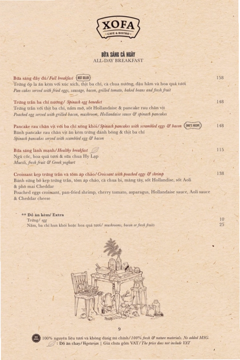 Bữa sáng All Day Breakfast tại Xofa Cafe