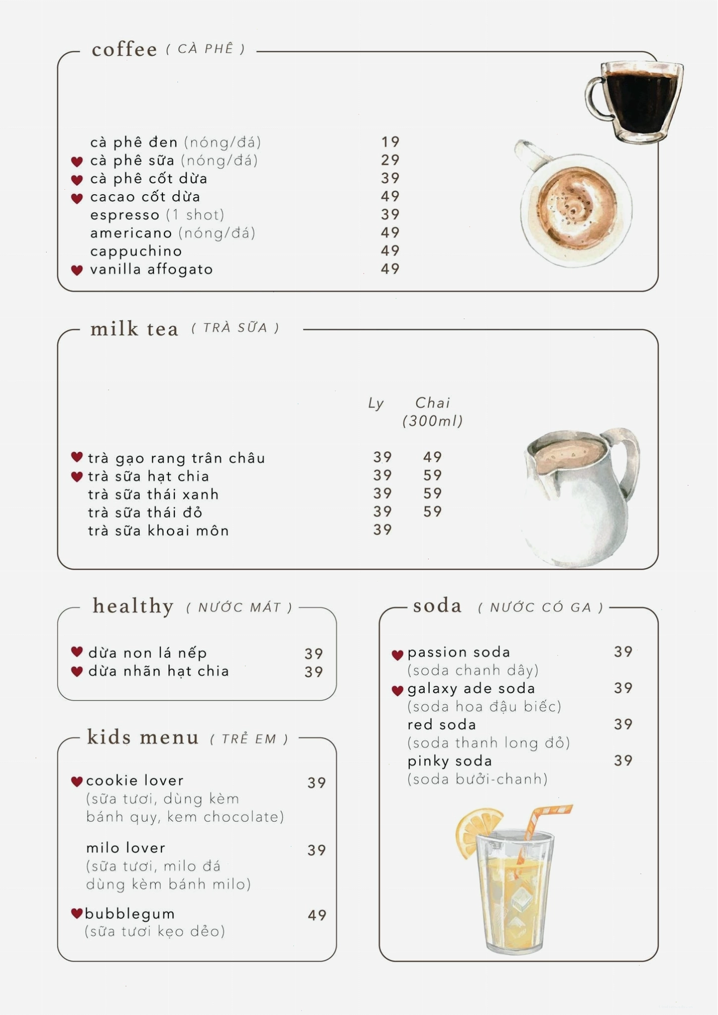 Các món bánh ngọt được trang trí đẹp mắt tại Yiyi Dessert Cafe