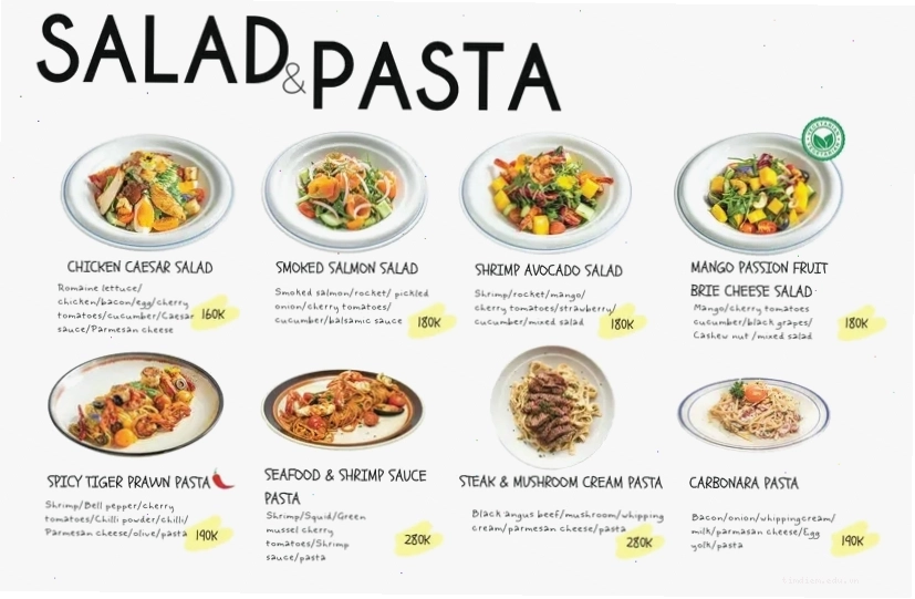 Các món Salad và Pasta tươi ngon tại Ollin Cafe