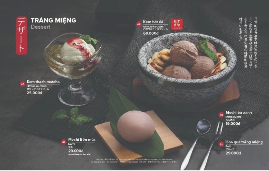Các món tráng miệng ngọt ngào