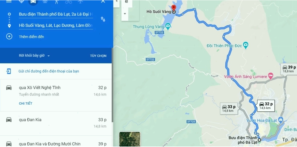 Cách di chuyển đến Hồ Suối Vàng Đà Lạt