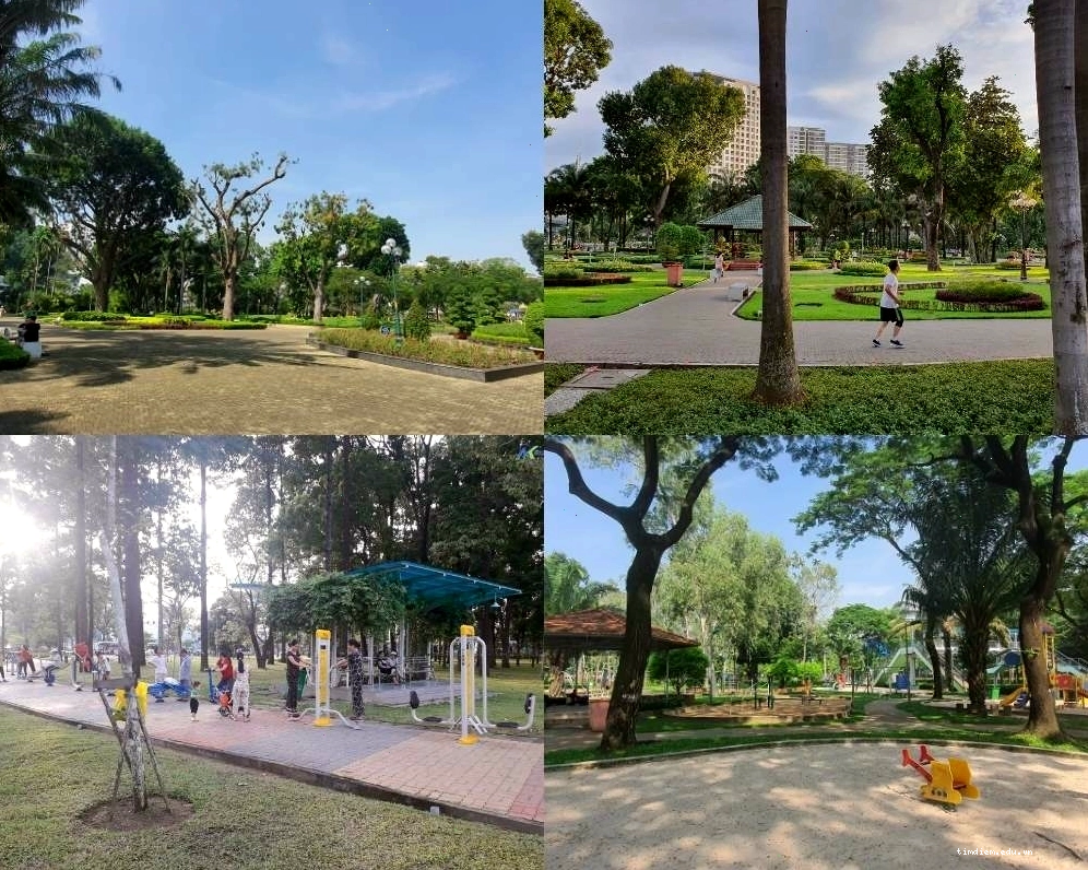 Cảnh quan công viên Gia Định mang đến không khí trong lành, mát mẻ cho người dân.