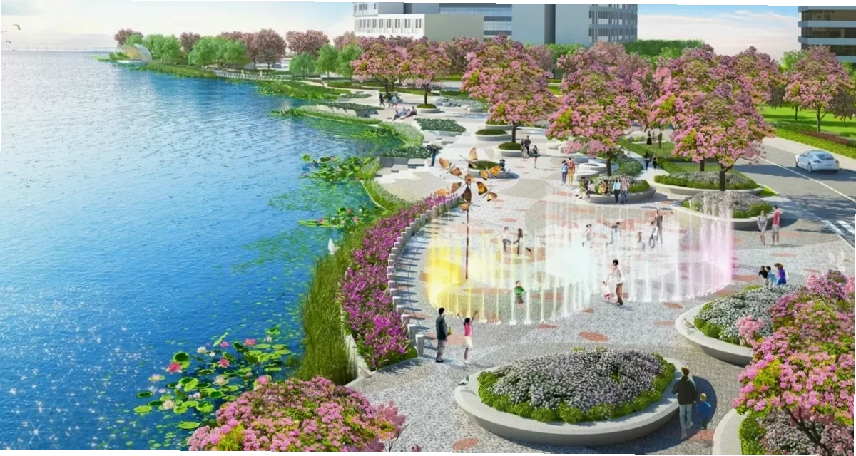 Cảnh quan thơ mộng tại con đường hoa Singapore Sakura