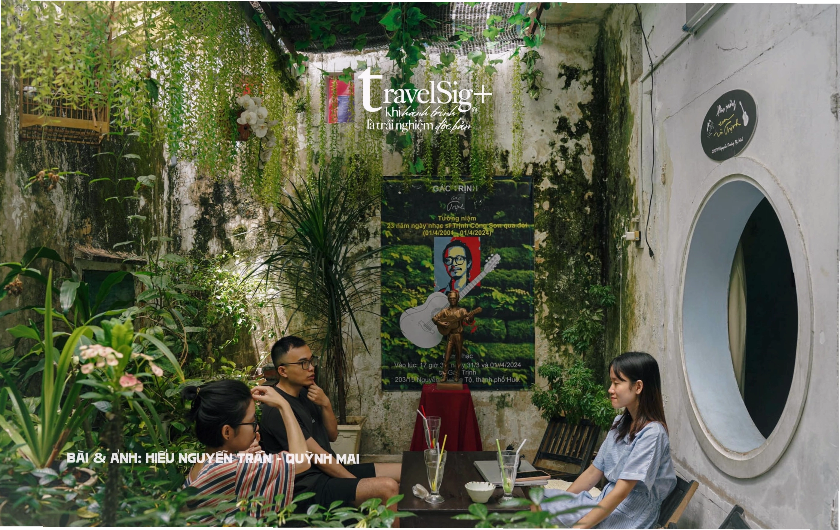 Cây xanh trang trí nhỏ tại Gác Trịnh cafe