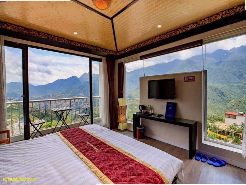Chi tiết trang trí nội thất trong phòng khách sạn Sapa