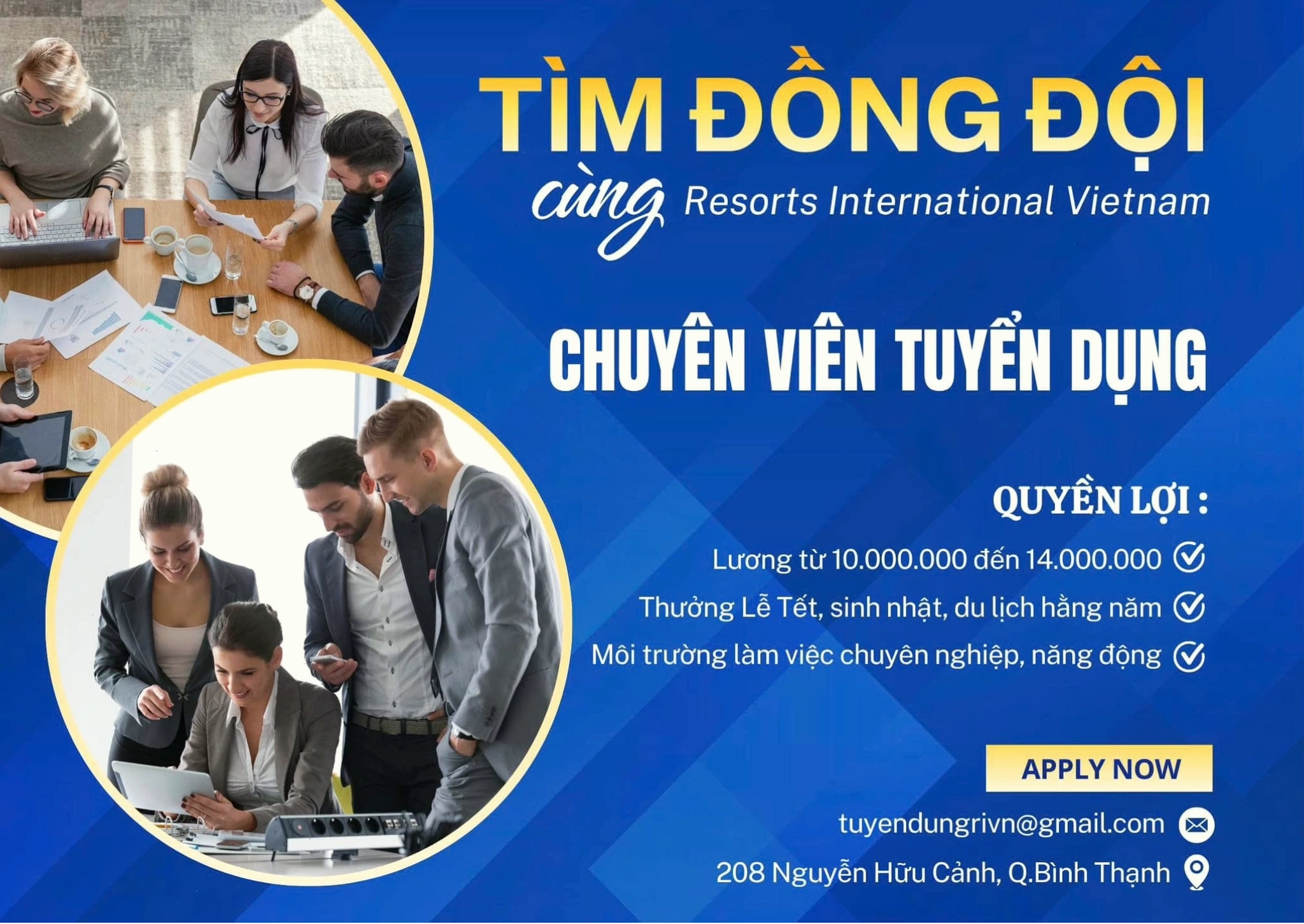 Chuyên viên tuyển dụng của Resorts International Vietnam