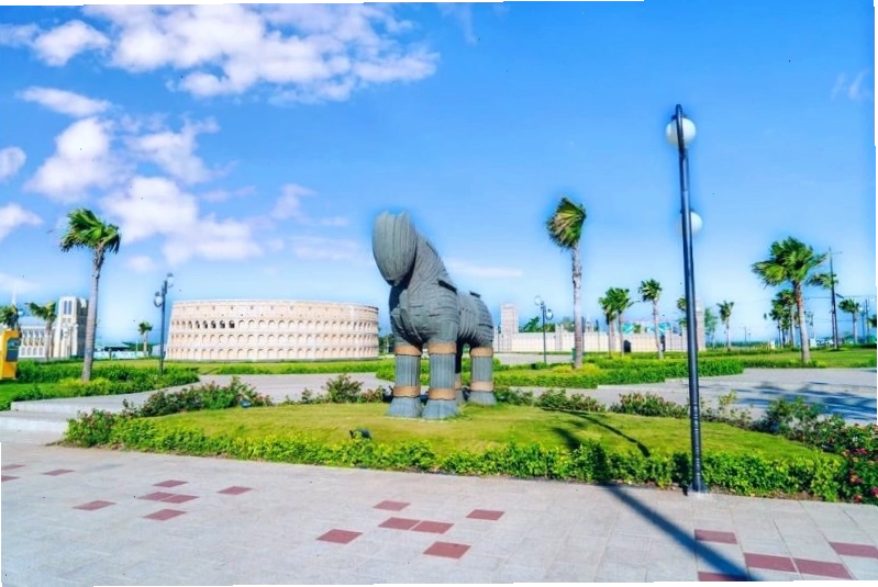 Công viên Ánh sáng Vị Thanh với đài phun nước trung tâm và các kỳ quan mô phỏng