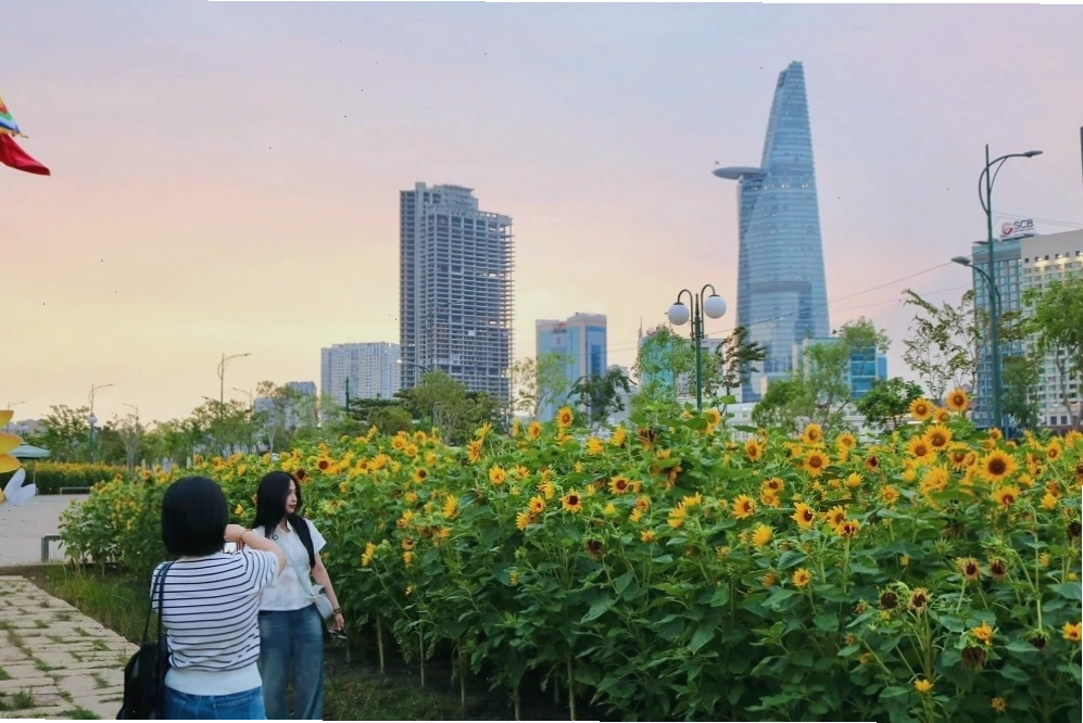 Công viên bờ sông Sài Gòn lung linh về đêm
