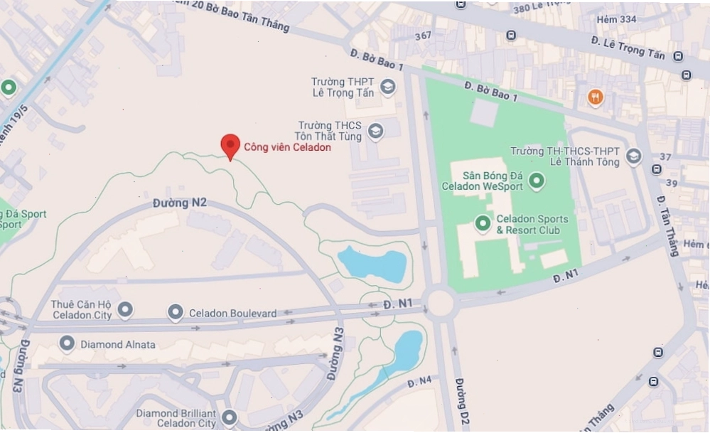 Công viên Celadon City tọa lạc tại đường N1, Quận Tân Phú, TPHCM