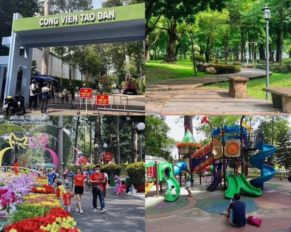 Công viên Tao Đàn với nhiều cây xanh và không gian thoáng đãng