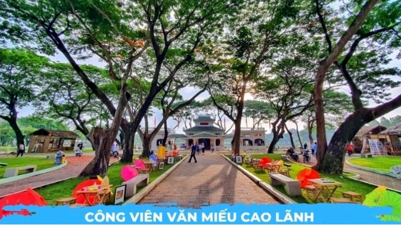 Công viên Văn Miếu Cao Lãnh với không gian xanh mát