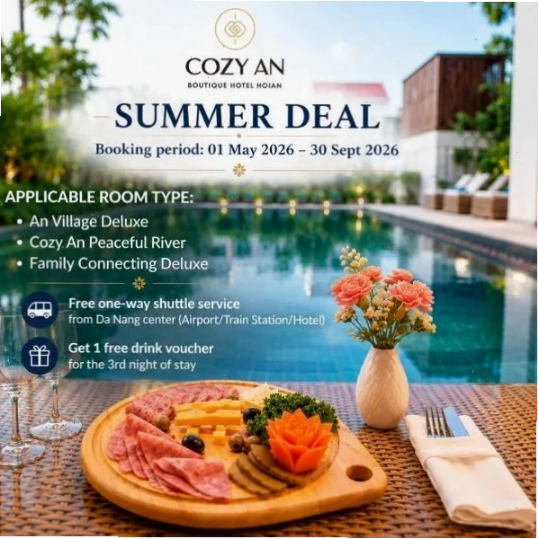 Cozy An Boutique Hotel Hoian với hồ bơi xanh mát