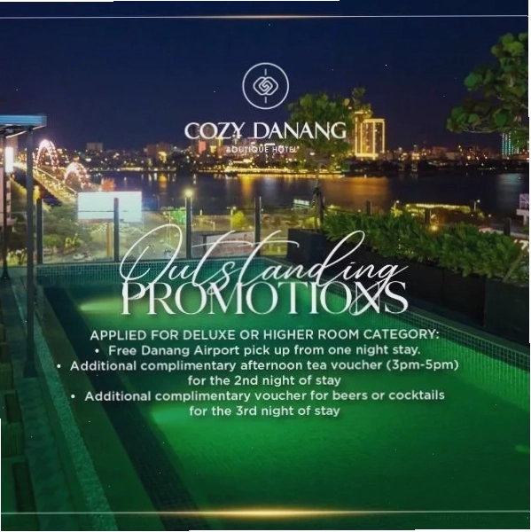 Cozy Danang Boutique Hotel với không gian phòng nghỉ ấm cúng và tiện nghi