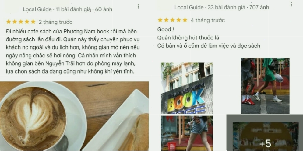 Đánh giá tích cực từ khách hàng về Phương Nam Book Cafe