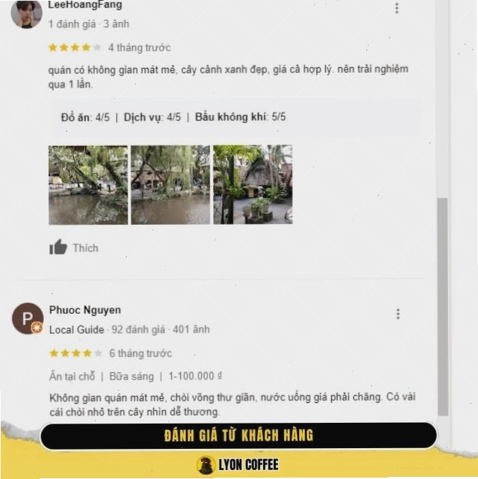 Đánh giá từ khách hàng về quán cà phê chòi