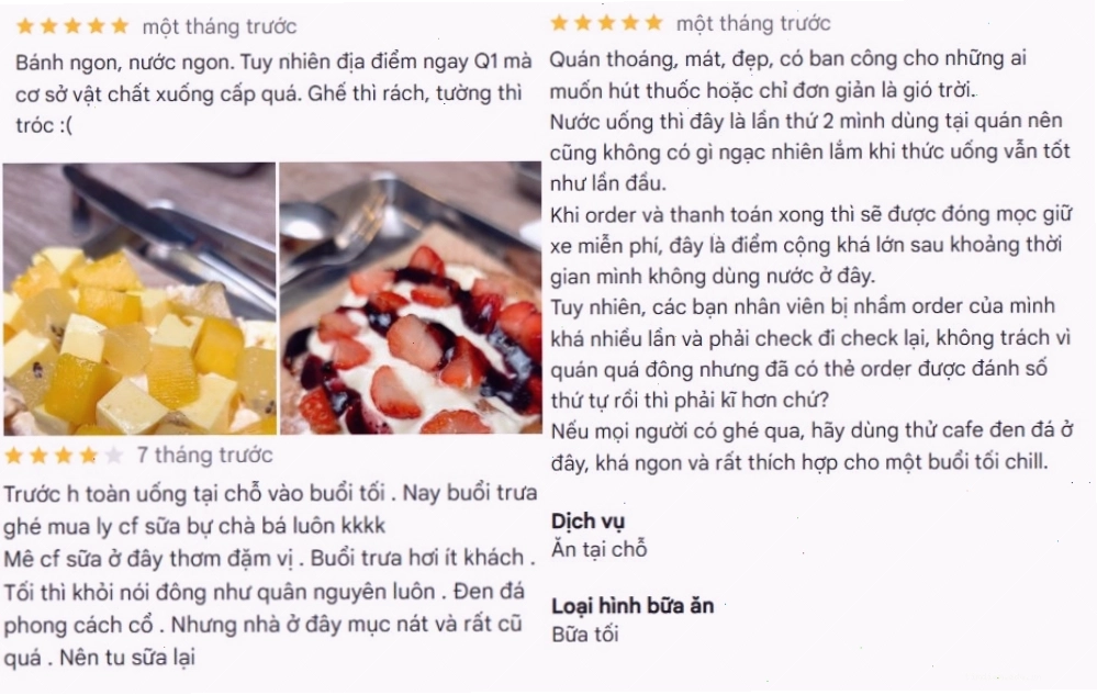 Đánh giá về cà phê và bánh ngọt tại Cafe Đen Đá