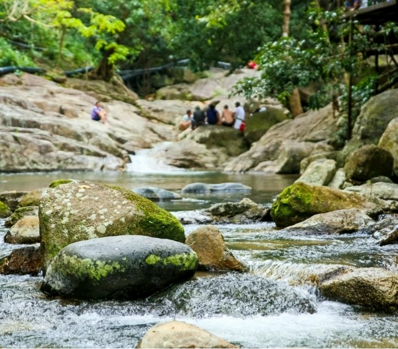 Du khách thư giãn trong bồn tắm thiên nhiên tại Suối Tiên Nha Trang