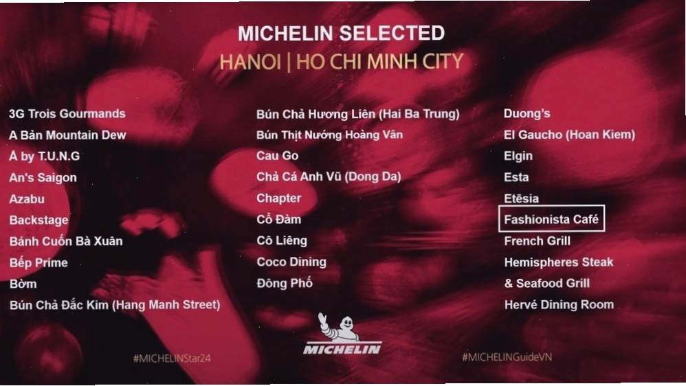 Fashionista Café nhận giải thưởng Michelin Selected 2024