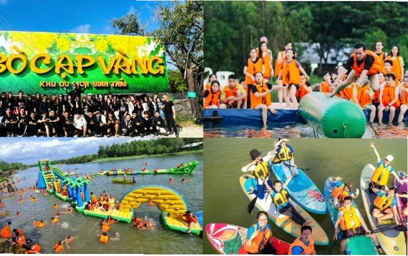 Gia đình vui chơi các trò chơi dân gian tại Bò Cạp Vàng
