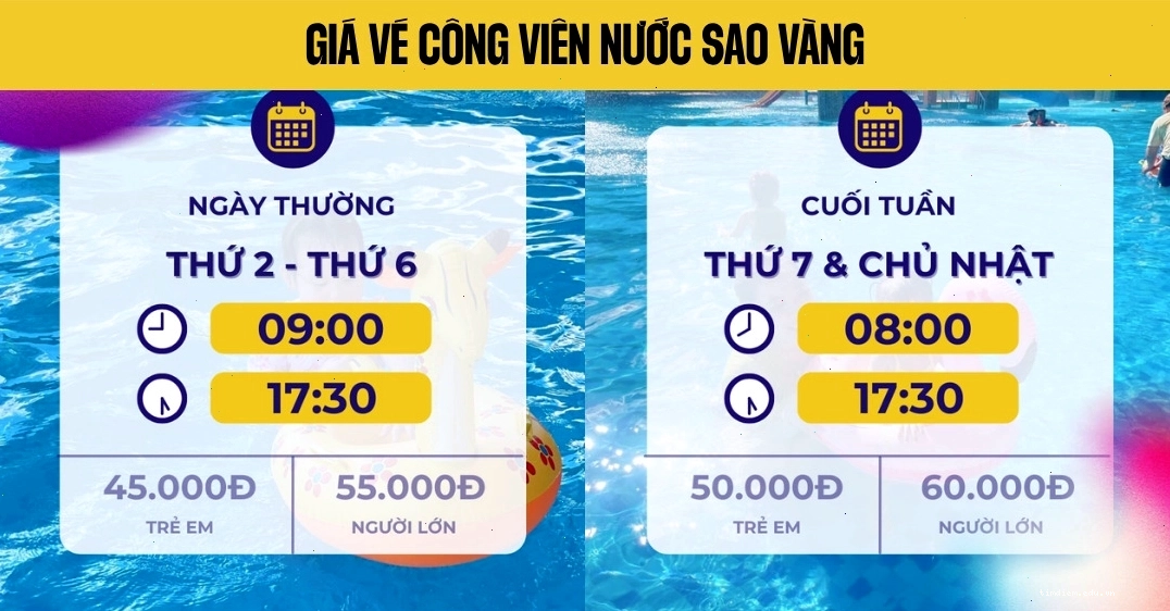 Giá vé Công viên nước Sao Vàng Long Xuyên