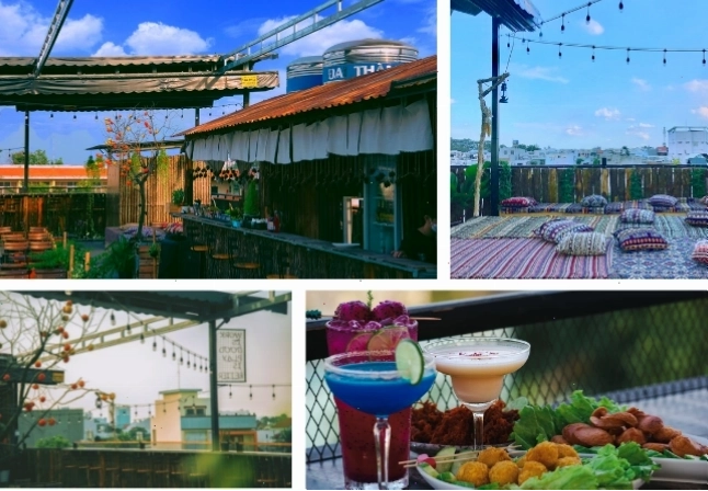 Giảng Đường Rooftop với view thành phố về đêm
