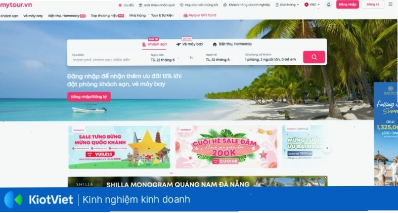 Giao diện ứng dụng hiển thị ưu đãi giảm giá khi đặt phòng khách sạn