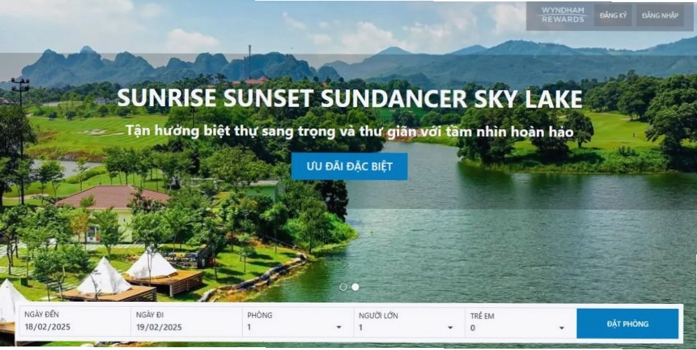 Giao diện website Wyndham Sky Lake Resort & Villas