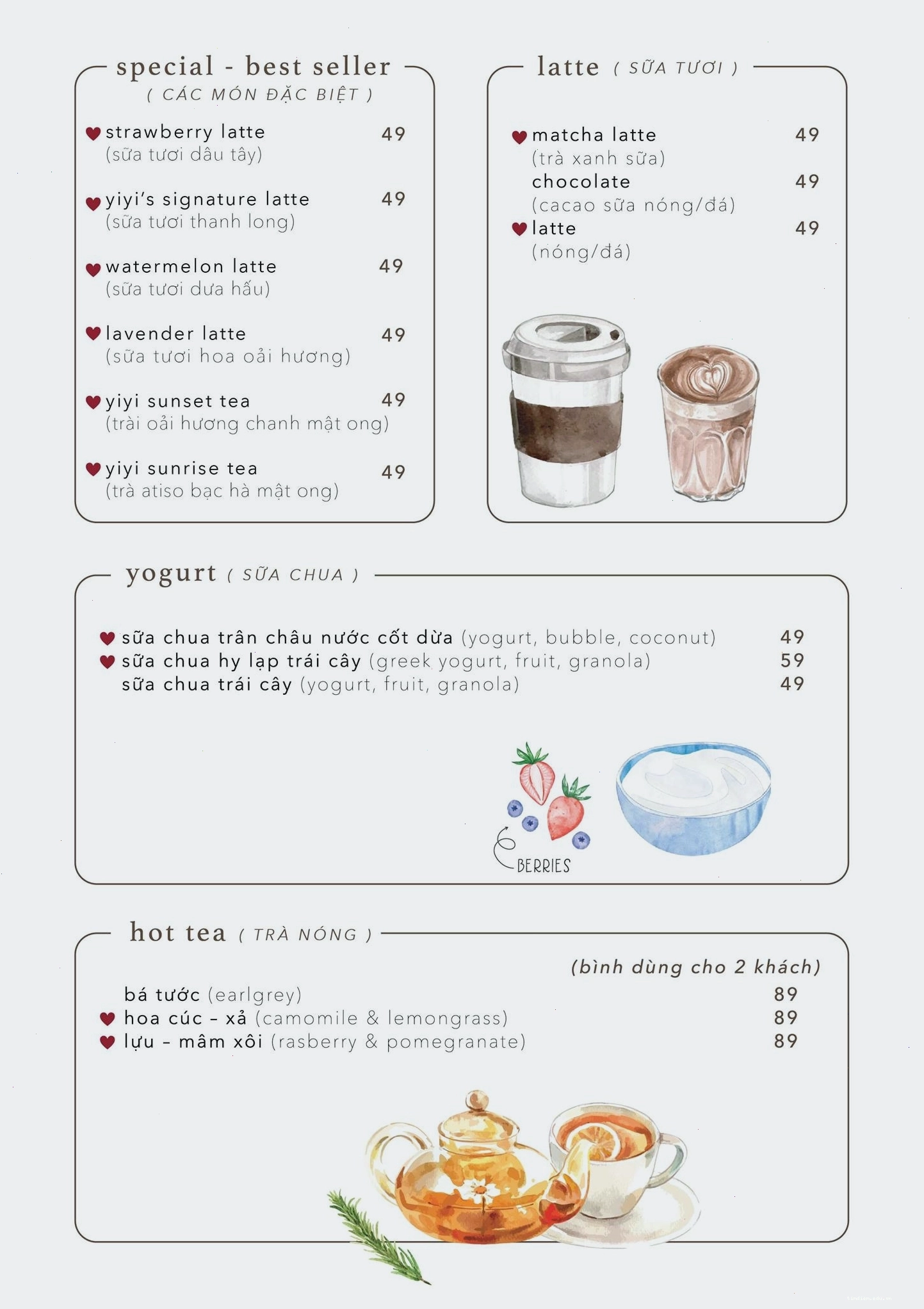 Góc trang trí tinh tế tại Yiyi Dessert Cafe