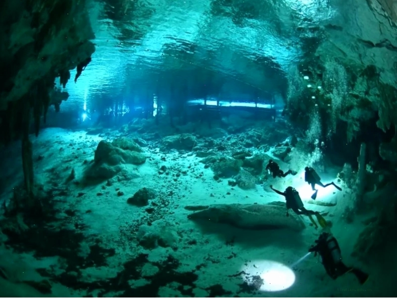 Hai hố sụt lớn tạo nên tên gọi Dos Ojos - Hai con mắt