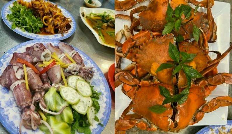 Hải sản tươi trong ngày tại quán Bà Tám