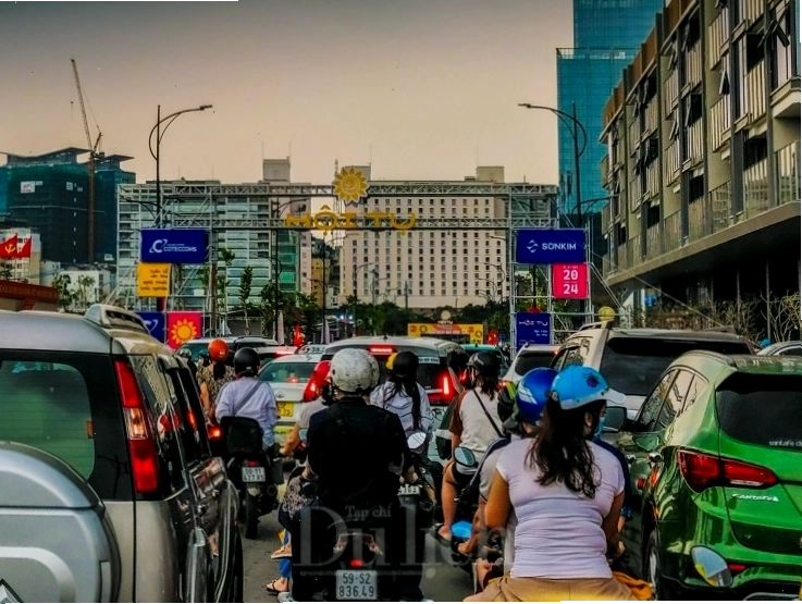 Hàng vạn du khách đổ về công viên hoa hướng dương ven sông Sài Gòn chụp ảnh