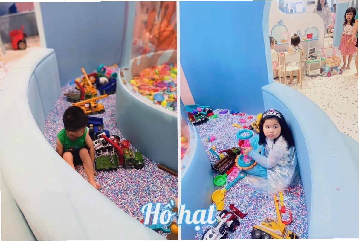 Hồ hạt cát tại TiGold Kids Cafe mang đến trải nghiệm vui chơi thú vị